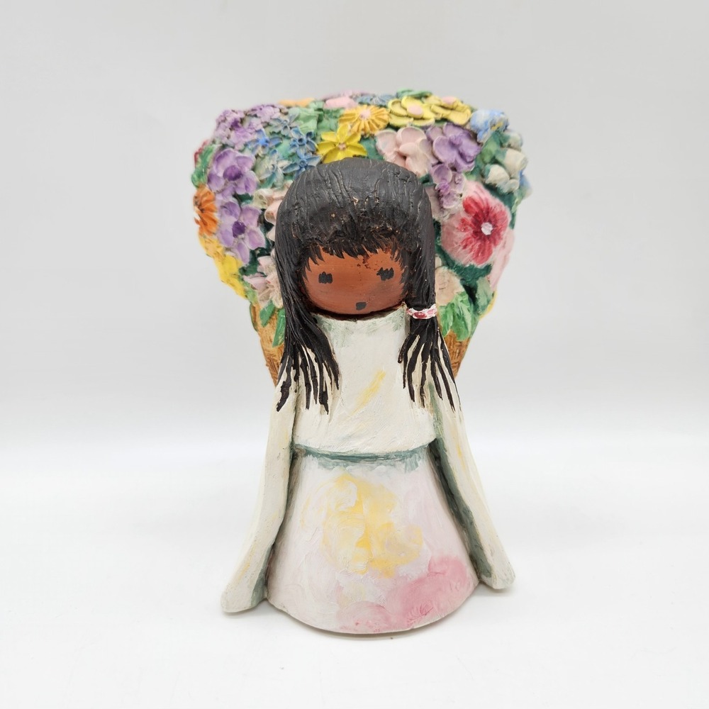 VTG 1970's DEGRAZIA CHALKWARE Flower Girl Figurine Handcrafted Artist Guild 6"